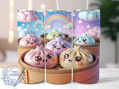 Kawaii Rainbow Dumplings 20oz Tumbler, Rainbow Dumplings, Kawaii Design, Cute Theme, Sublimation Wrap, 20oz Tumbler, Whimsical Aesthetic, Playful Charm Sublimation ToriDesigns 