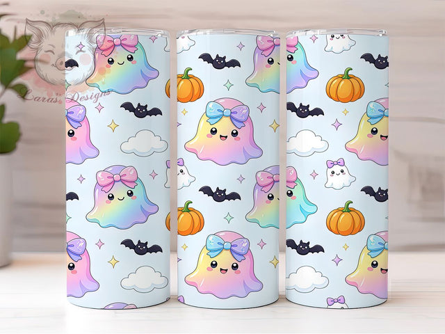 Kawaii Rainbow Ghosts 20oz Tumbler, Rainbow Ghosts, Kawaii Halloween, 20oz Wrap, Pastel Spooky, Cute Halloween, Sublimation Tumbler, Whimsical Style Sublimation Lara' s Designs 