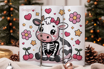 Kawaii Skeleton Cow 20oz Tumbler Wrap Sublimation DesignSVG 