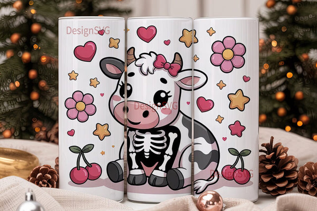 Kawaii Skeleton Cow 20oz Tumbler Wrap Sublimation DesignSVG 