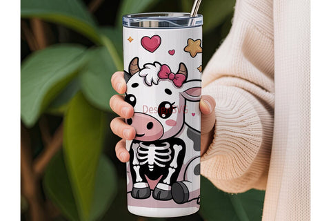 Kawaii Skeleton Cow 20oz Tumbler Wrap Sublimation DesignSVG 