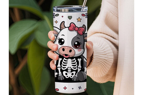 Kawaii Skeleton Cow 20oz Tumbler Wrap Sublimation DesignSVG 