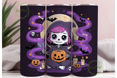 Kawaii Skeleton Halloween 20oz Tumbler Sublimation PixelChick 