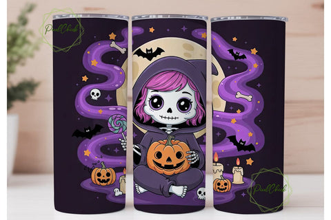 Kawaii Skeleton Halloween 20oz Tumbler Sublimation PixelChick 