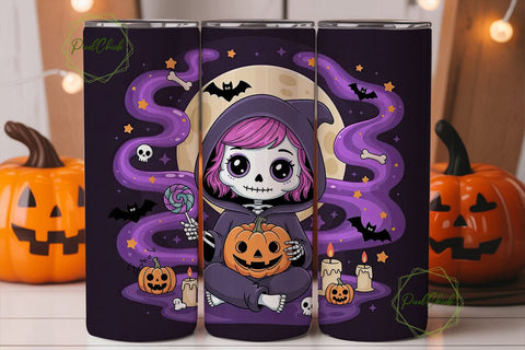 Kawaii Skeleton Halloween 20oz Tumbler Sublimation PixelChick 
