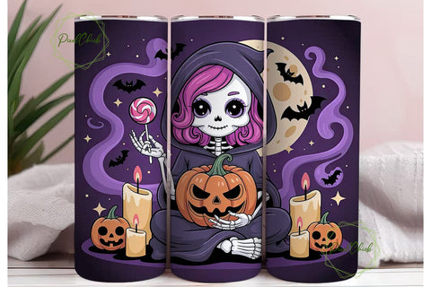 Kawaii Skeleton Halloween 20oz Tumbler Sublimation PixelChick 