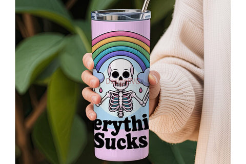 Kawaii Skeleton Tumbler Wrap Sublimation DesignSVG 