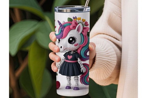 Kawaii Skeleton Unicorn 20oz Tumbler Sublimation DesignSVG 
