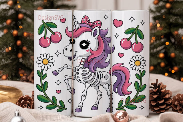 Kawaii Skeleton Unicorn 20oz Tumbler Sublimation DesignSVG 
