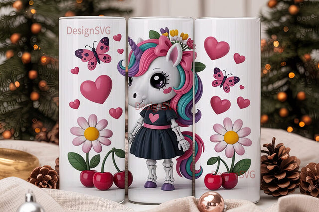 Kawaii Skeleton Unicorn 20oz Tumbler Sublimation DesignSVG 