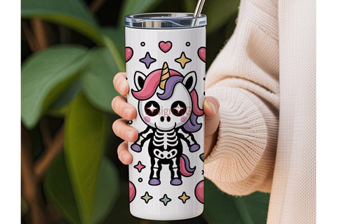Kawaii Skeleton Unicorn 20oz Tumbler Sublimation DesignSVG 