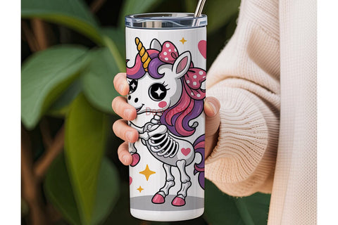 Kawaii Skeleton Unicorn 20oz Tumbler Sublimation DesignSVG 