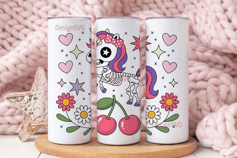 Kawaii Skeleton Unicorn 20oz Tumbler Sublimation DesignSVG 