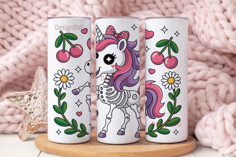 Kawaii Skeleton Unicorn 20oz Tumbler Sublimation DesignSVG 