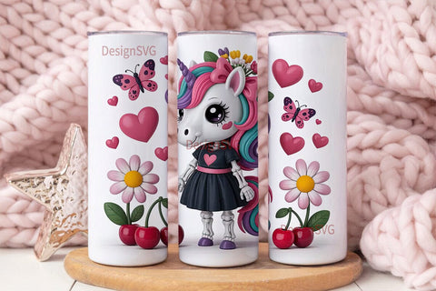 Kawaii Skeleton Unicorn 20oz Tumbler Sublimation DesignSVG 