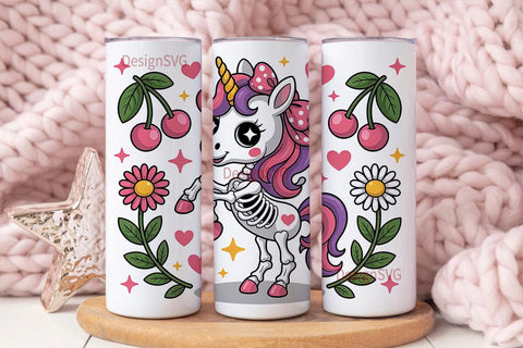 Kawaii Skeleton Unicorn 20oz Tumbler Sublimation DesignSVG 