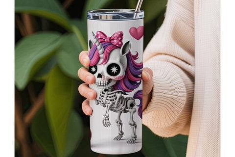Kawaii Skeleton Unicorn 20oz Tumbler Sublimation DesignSVG 