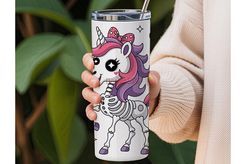 Kawaii Skeleton Unicorn 20oz Tumbler Sublimation DesignSVG 