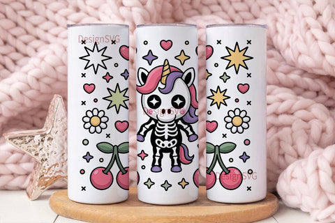 Kawaii Skeleton Unicorn 20oz Tumbler Sublimation DesignSVG 