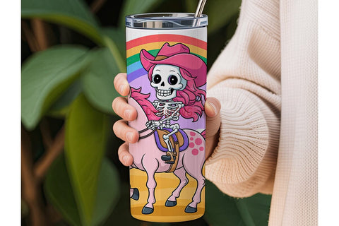 Kawaii Skeleton Unicorn Tumbler Wrap Sublimation DesignSVG 