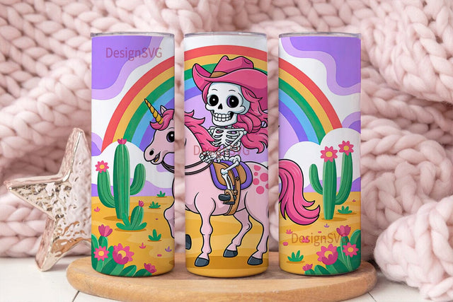 Kawaii Skeleton Unicorn Tumbler Wrap Sublimation DesignSVG 