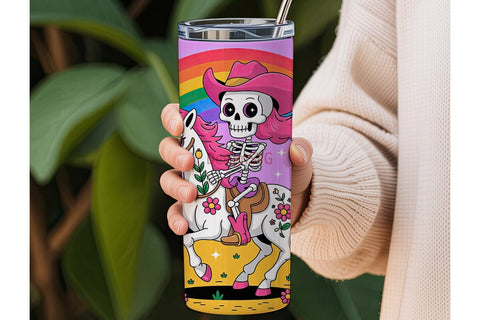 Kawaii Skeleton Unicorn Tumbler Wrap Sublimation DesignSVG 