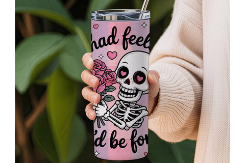 Kawaii Skeleton with Roses 20oz Tumbler Sublimation DesignSVG 