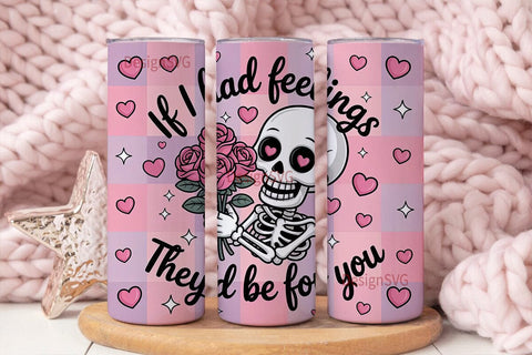Kawaii Skeleton with Roses 20oz Tumbler Sublimation DesignSVG 