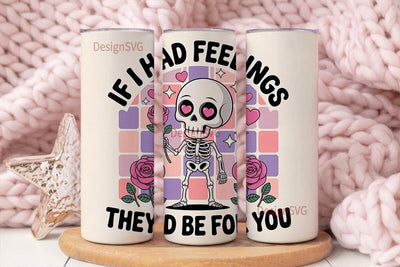 Kawaii Skeleton with Roses 20oz Tumbler Sublimation DesignSVG 