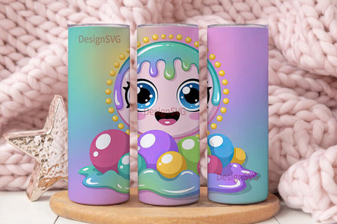 Kawaii Slime Tumbler Wrap Sublimation DesignSVG 