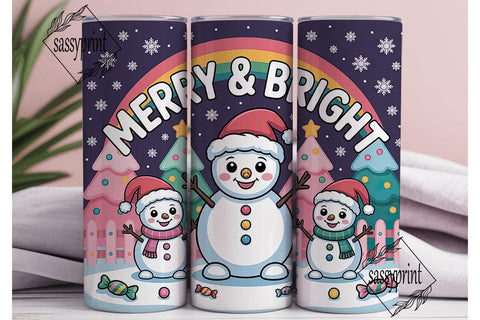 Kawaii Snowman Christmas 20oz Tumbler Sublimation sassyprint 