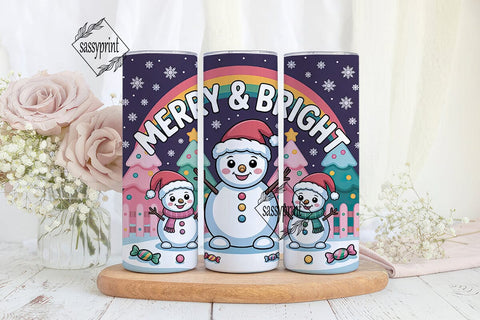 Kawaii Snowman Christmas 20oz Tumbler Sublimation sassyprint 