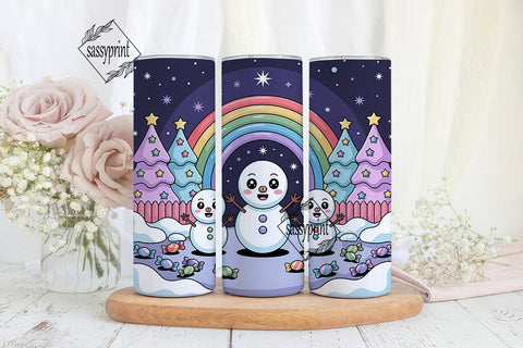 Kawaii Snowman Christmas 20oz Tumbler Sublimation sassyprint 