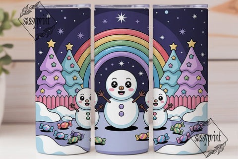 Kawaii Snowman Christmas 20oz Tumbler Sublimation sassyprint 