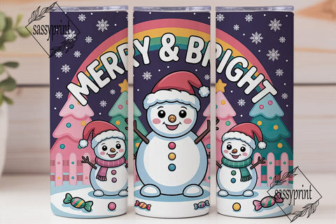 Kawaii Snowman Christmas 20oz Tumbler Sublimation sassyprint 