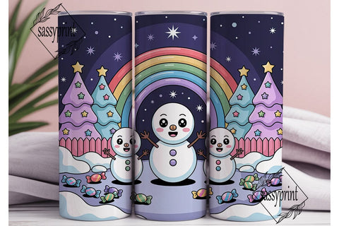 Kawaii Snowman Christmas 20oz Tumbler Sublimation sassyprint 