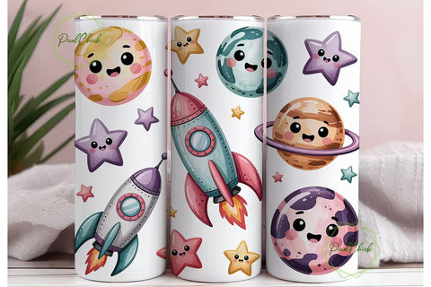 Kawaii Space 20oz Tumbler Wrap Sublimation PixelChick 