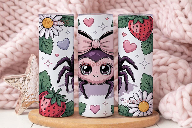 Kawaii Spider 20oz Tumbler Wrap Sublimation DesignSVG 