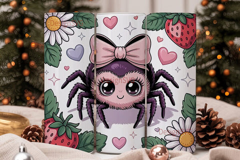 Kawaii Spider 20oz Tumbler Wrap Sublimation DesignSVG 