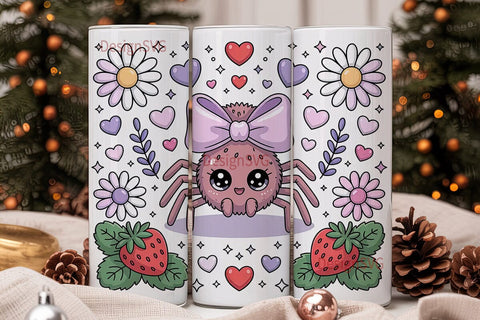 Kawaii Spider 20oz Tumbler Wrap Sublimation DesignSVG 