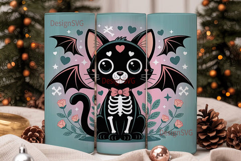 Kawaii Spooky Cat 20oz Tumbler Design Sublimation DesignSVG 