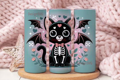 Kawaii Spooky Cat 20oz Tumbler Design Sublimation DesignSVG 