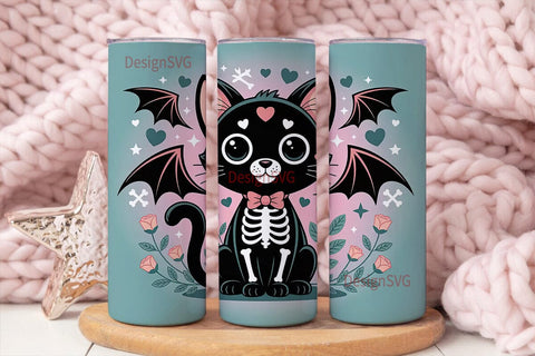 Kawaii Spooky Cat 20oz Tumbler Design Sublimation DesignSVG 