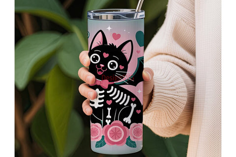 Kawaii Spooky Cat 20oz Tumbler Design Sublimation DesignSVG 
