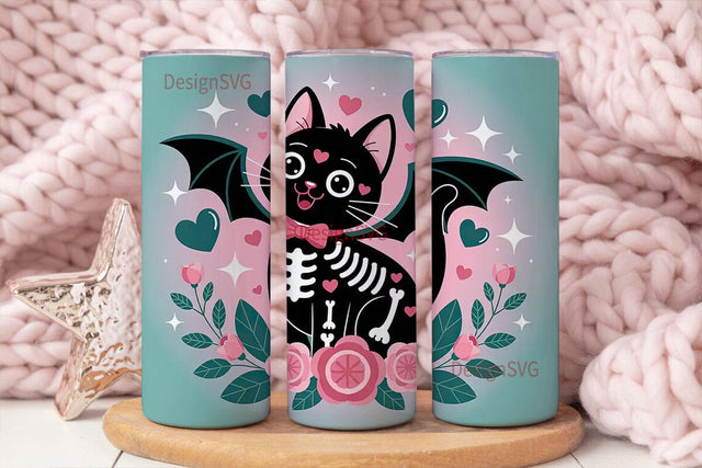 Kawaii Spooky Cat 20oz Tumbler Design Sublimation DesignSVG 