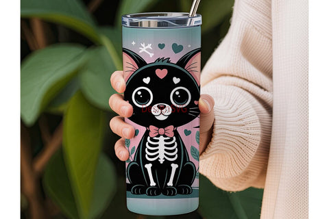 Kawaii Spooky Cat 20oz Tumbler Design Sublimation DesignSVG 