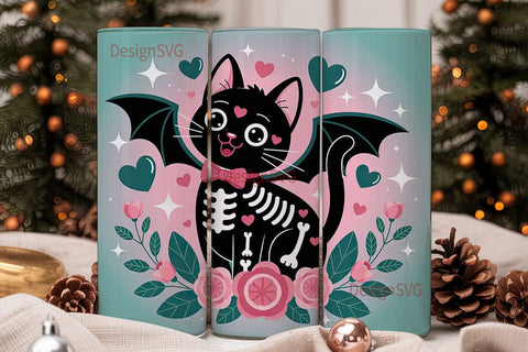 Kawaii Spooky Cat 20oz Tumbler Design Sublimation DesignSVG 