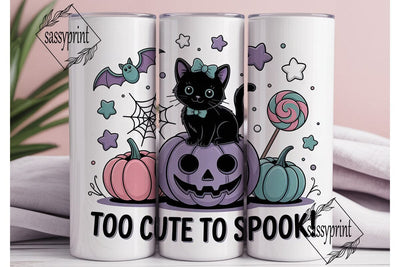 Kawaii Spooky Cat 20oz Tumbler Wrap Sublimation sassyprint 