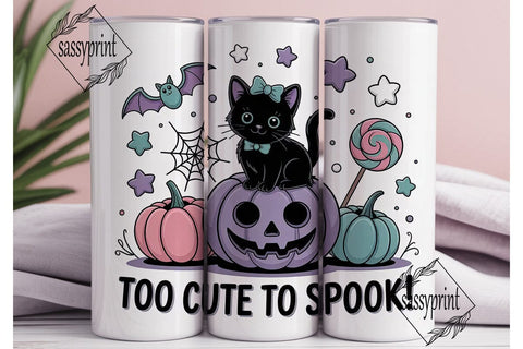 Kawaii Spooky Cat 20oz Tumbler Wrap Sublimation sassyprint 