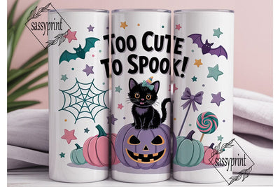 Kawaii Spooky Cat 20oz Tumbler Wrap Sublimation sassyprint 